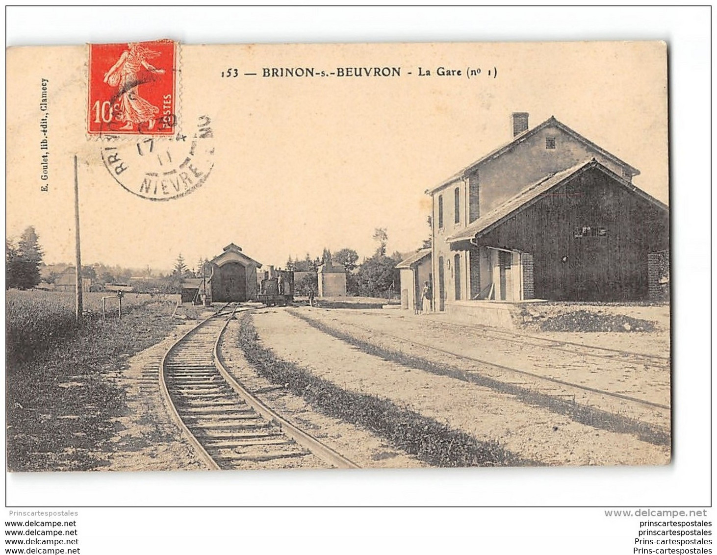 CPA 58 Brinon Sur Beuvron La Gare Et Le Train Tramway Lligne De St Reverien à Brinon - Brinon Sur Beuvron