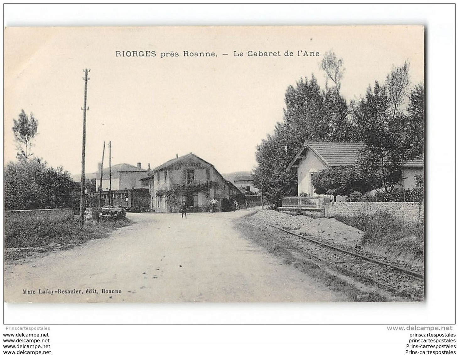 CPA 42 Riorges Le Cabaret De L'ane Et Le Train Tramway CFDL Ligne De Roanne Boen - Riorges