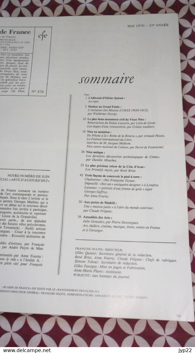 Revue Plaisir De France Mai 1970 Décoration Ameublement Architecture Mobilier Voyage Jardin Publicité ... Vintage - Maison & Décoration