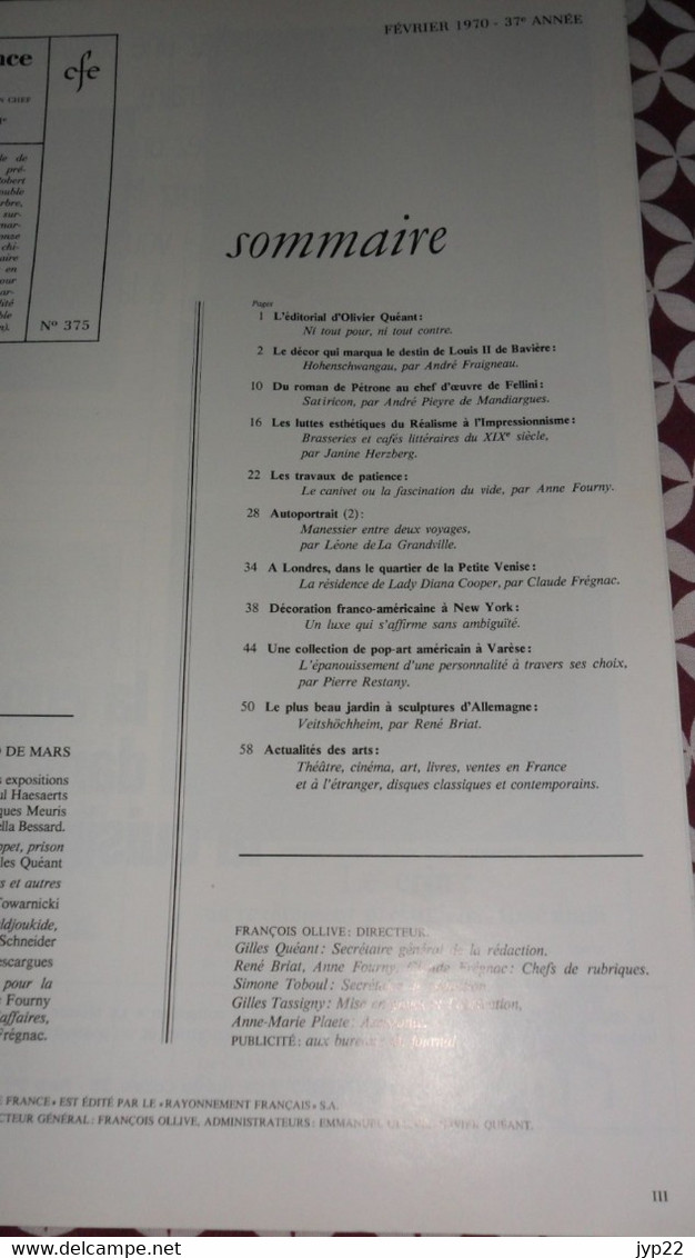Revue Plaisir De France Février 1970 Décoration Ameublement Architecture Mobilier Voyage Jardin Publicité ... Vintage - Maison & Décoration