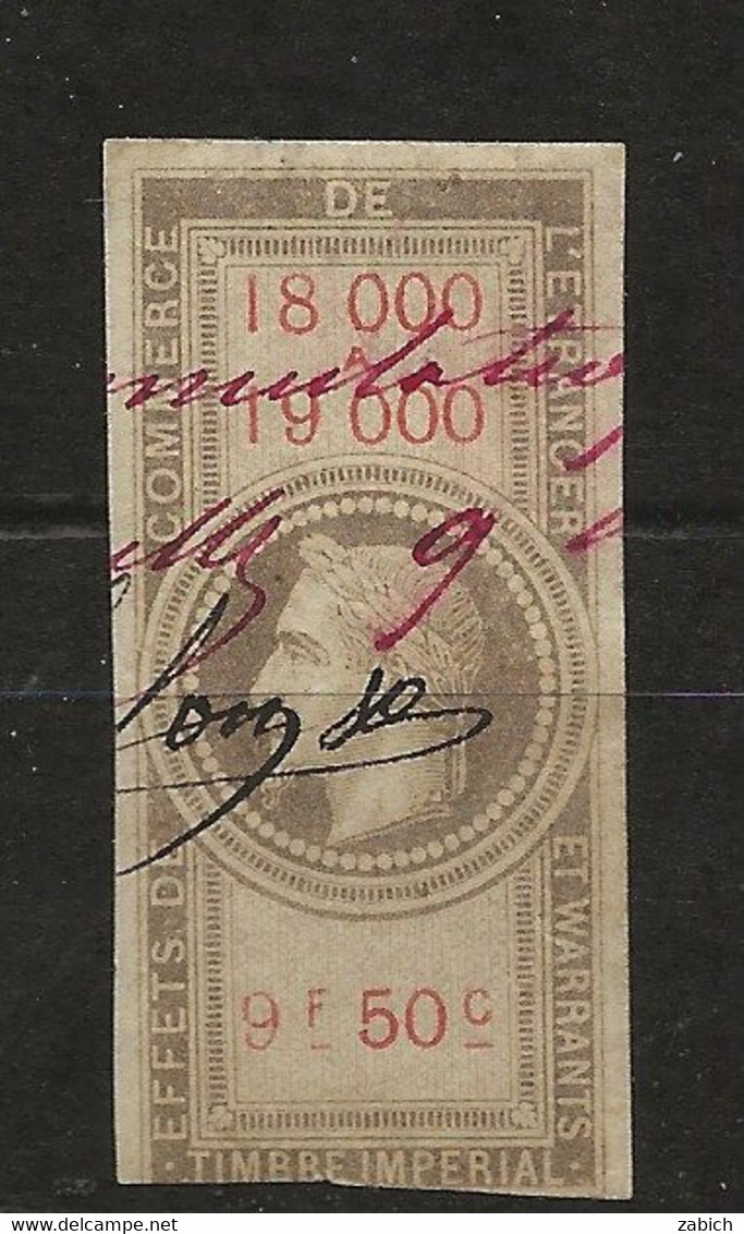 FISCAUX  FRANCE EFFET N°49 9F50 TYPE NAPOLEON III DE BARRE 1864 - Sonstige & Ohne Zuordnung