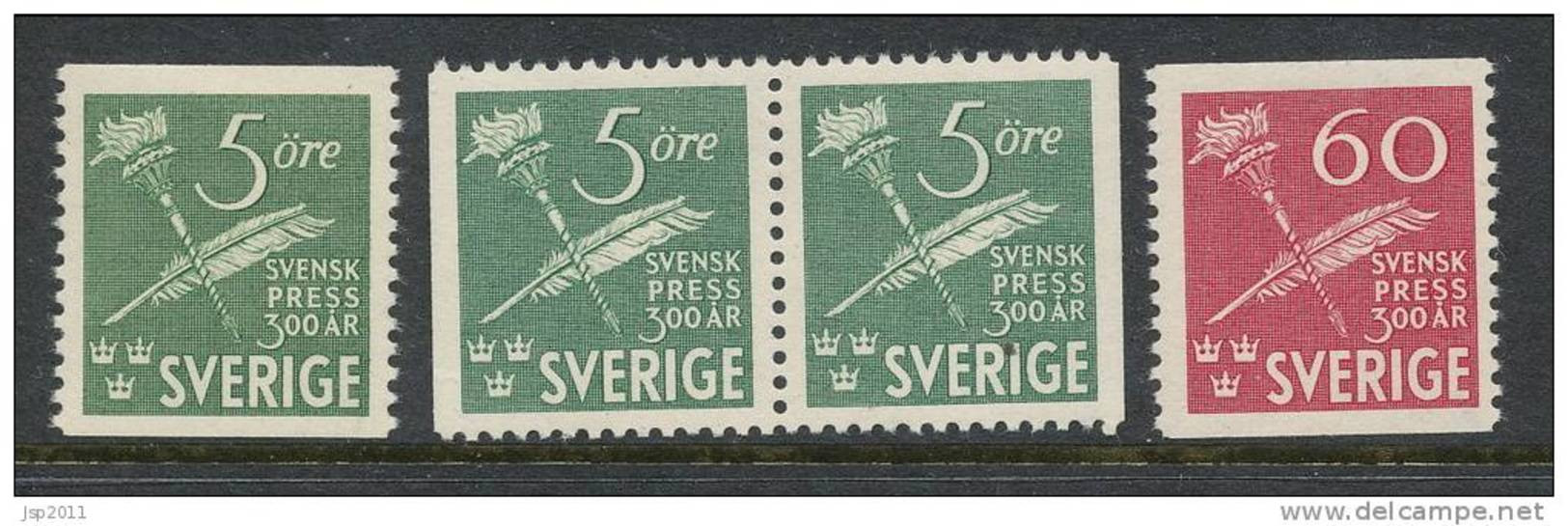 Sweden 1945 Facit # 359-360. Tercenary Of The Swedish Press, MNH (**) - Unused Stamps