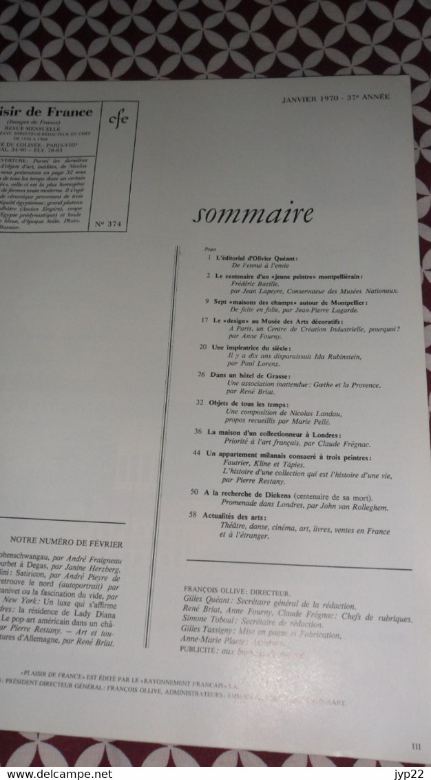 Revue Plaisir De France Janvier 1970 Décoration Ameublement Architecture Mobilier Voyage Jardin Publicité ... Vintage - Maison & Décoration