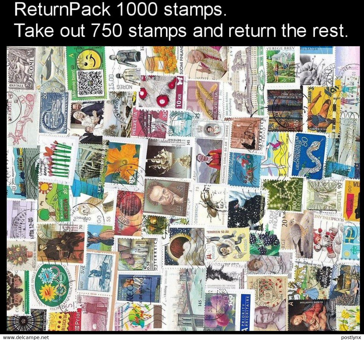 ReturnPack EUROPE WEST 1000 STAMPS Off Paper Kiloware StampBag Take Out 750 Stamps And Return The Rest. All For +€10 - Lots & Kiloware (min. 1000 Stück)