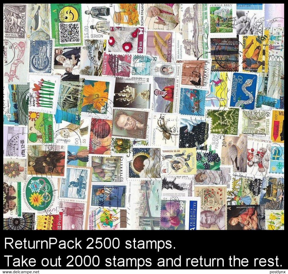 ReturnPack EUROPE WEST 2500 STAMPS Off Paper Kiloware StampBag Take Out 2000 Stamps And Return The Rest. All For +€15 - Lots & Kiloware (min. 1000 Stück)