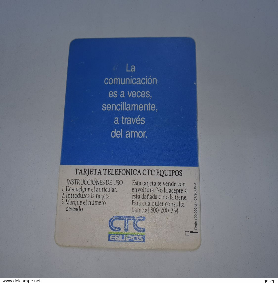 Chile-(cl-ctc20a)-comunicacion-(56)-($2.000)(Middle Curve-not Goo)-(7/1996)-(look Outside)-used Card+1card Prepiad Free - Chile