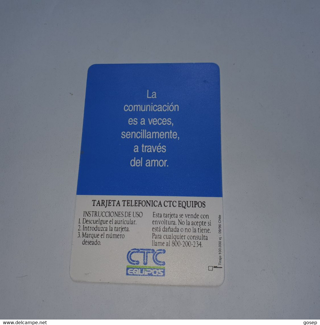 Chile-(cl-ctc22a)-comunicacion-(58)-($2.000)()-(9/1996)-(look Outside)-used Card+1card Prepiad Free - Chile