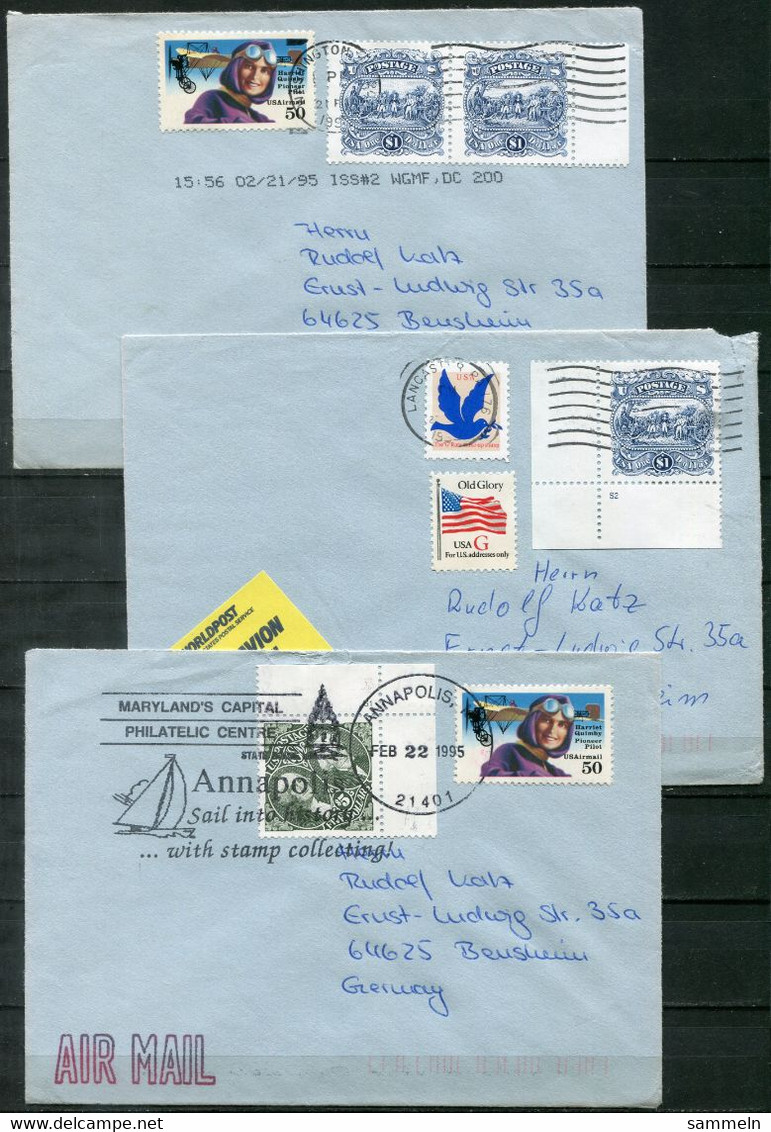 F0961 - USA - 6 Briefe Mit RUNDSTEMPELN, Dabei Werte Zu 1$, 2$, 5$ - 3c. 1961-... Cartas & Documentos