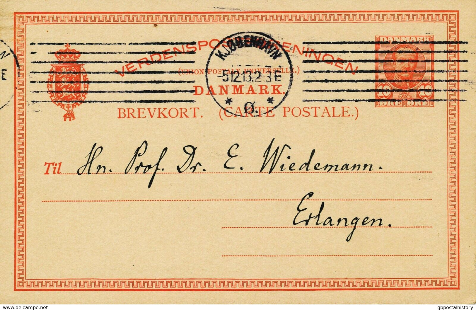 DÄNEMARK 1909/13 10 Ö König Frederik, Fünf Kab.-GA-Postkrt. N. Bayern/Schweiz - Storia Postale