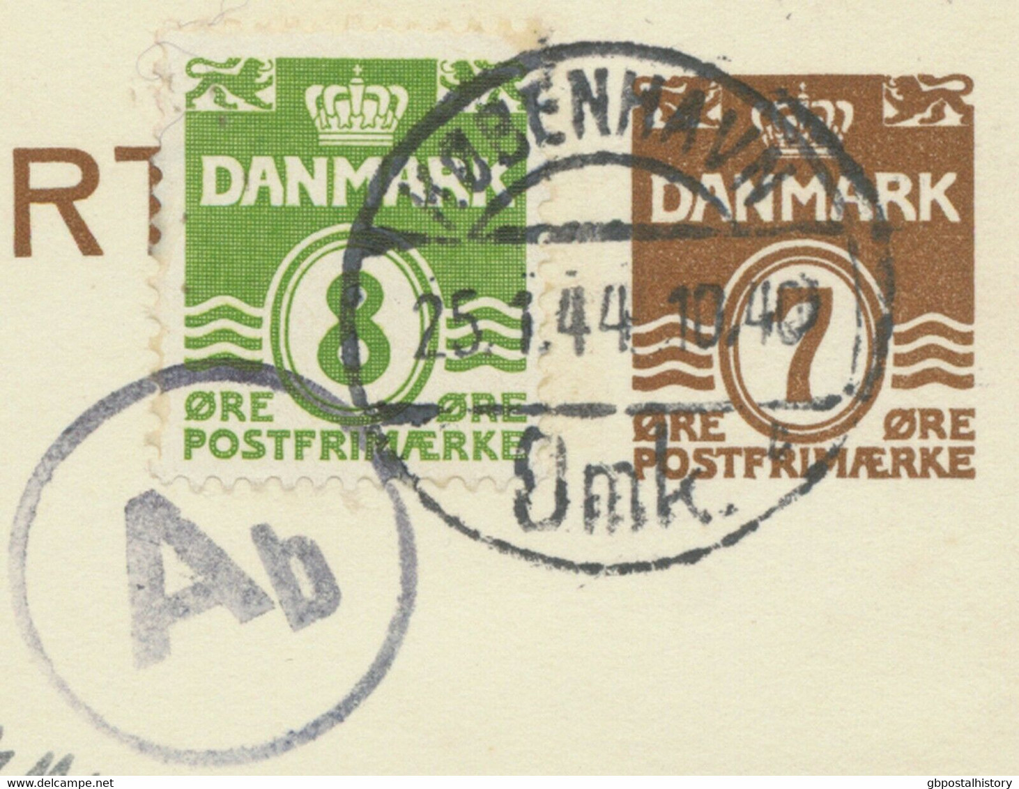 DÄNEMARK 1944 7 Öre Ziffer GA-Postkarte M. Zusatzfrankatur Als LUFTPOST-Karte - Airmail