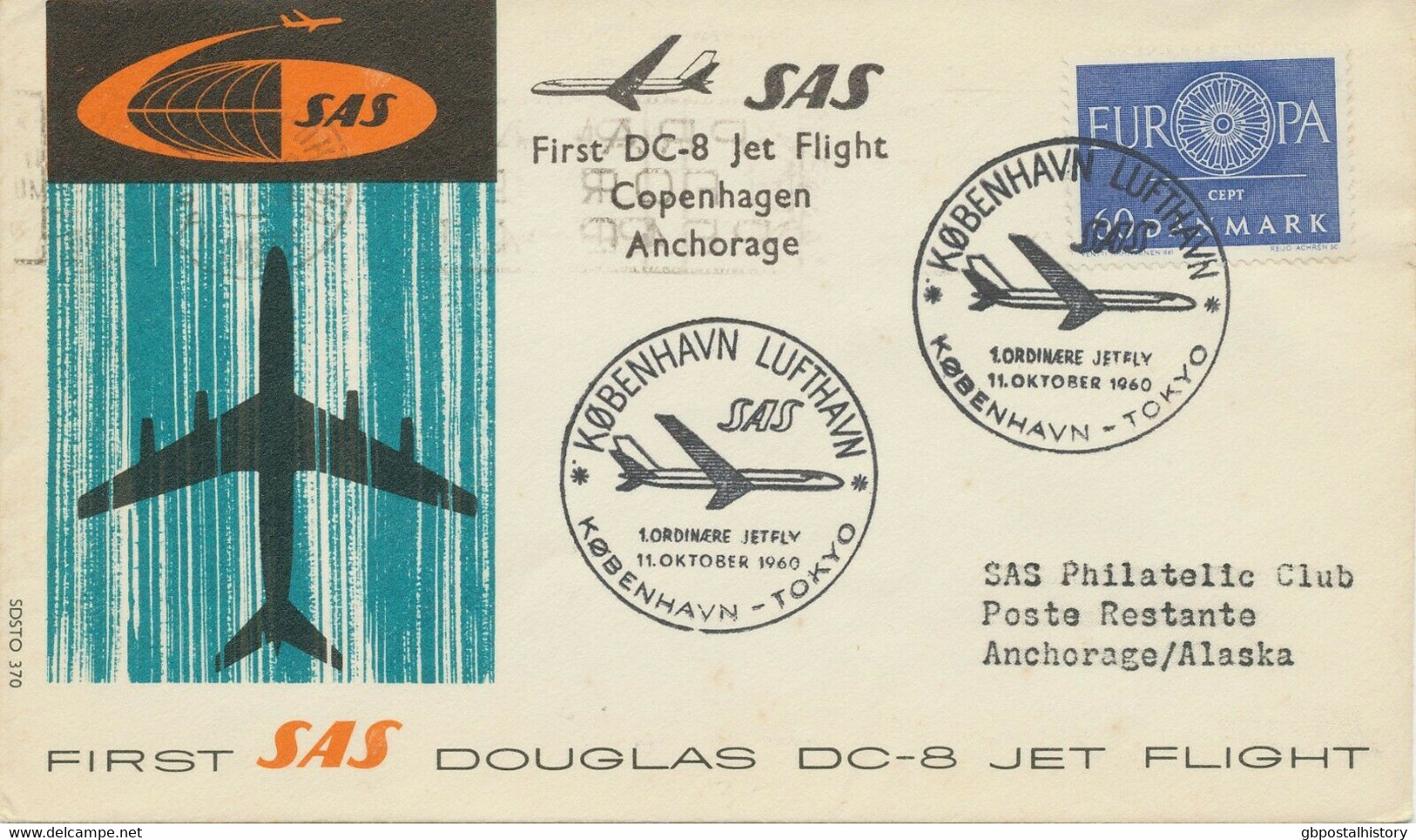 DÄNEMARK 1960 Pra.-Erstflug Der SAS M. Douglas DC-8 Jet "KOPENHAGEN - ANCHORAGE" - Luftpost