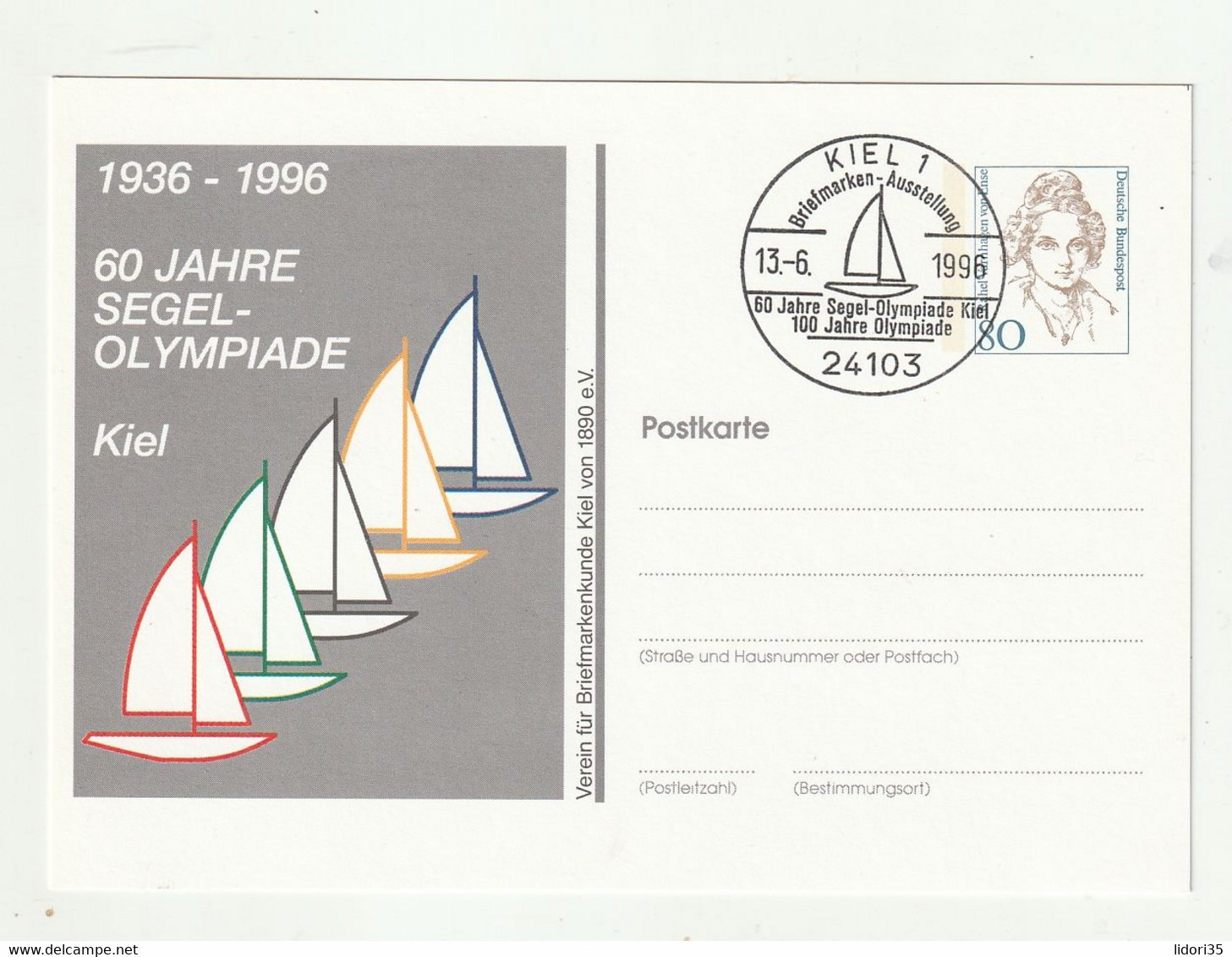 Bundesrepublik Deutschland - 1996 - Privatpostkarte "Olympiade" SSt. "Segel-Olympiade", SSt. Kiel (1/158) - Postales Privados - Usados