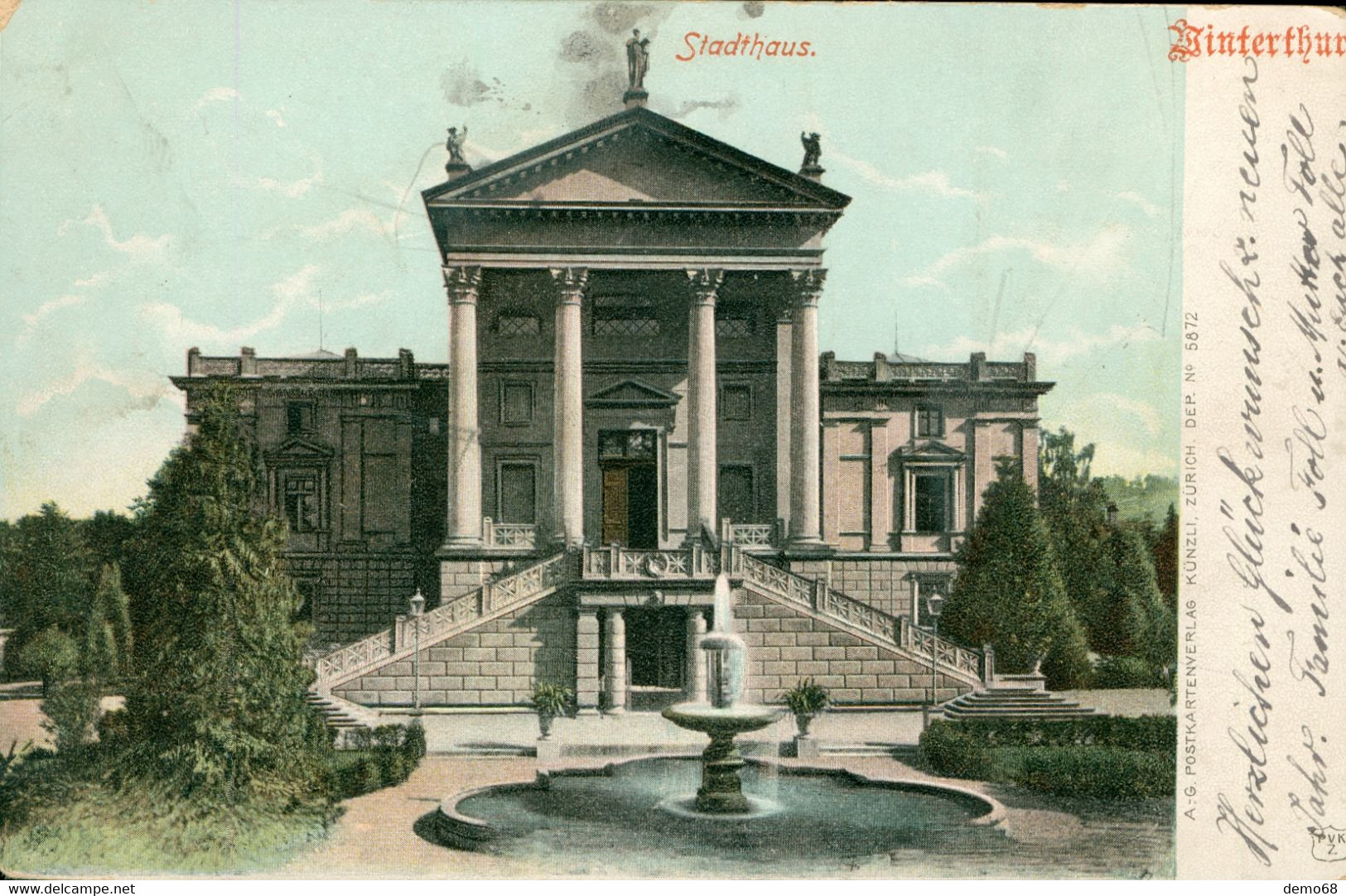 Winterthur Winterthour Stadthaus Hôtel De Ville Mairie Suisse Schweiz Svizzera ZU Zurich Carte Précurseur 1901 Toss Af. - Winterthur