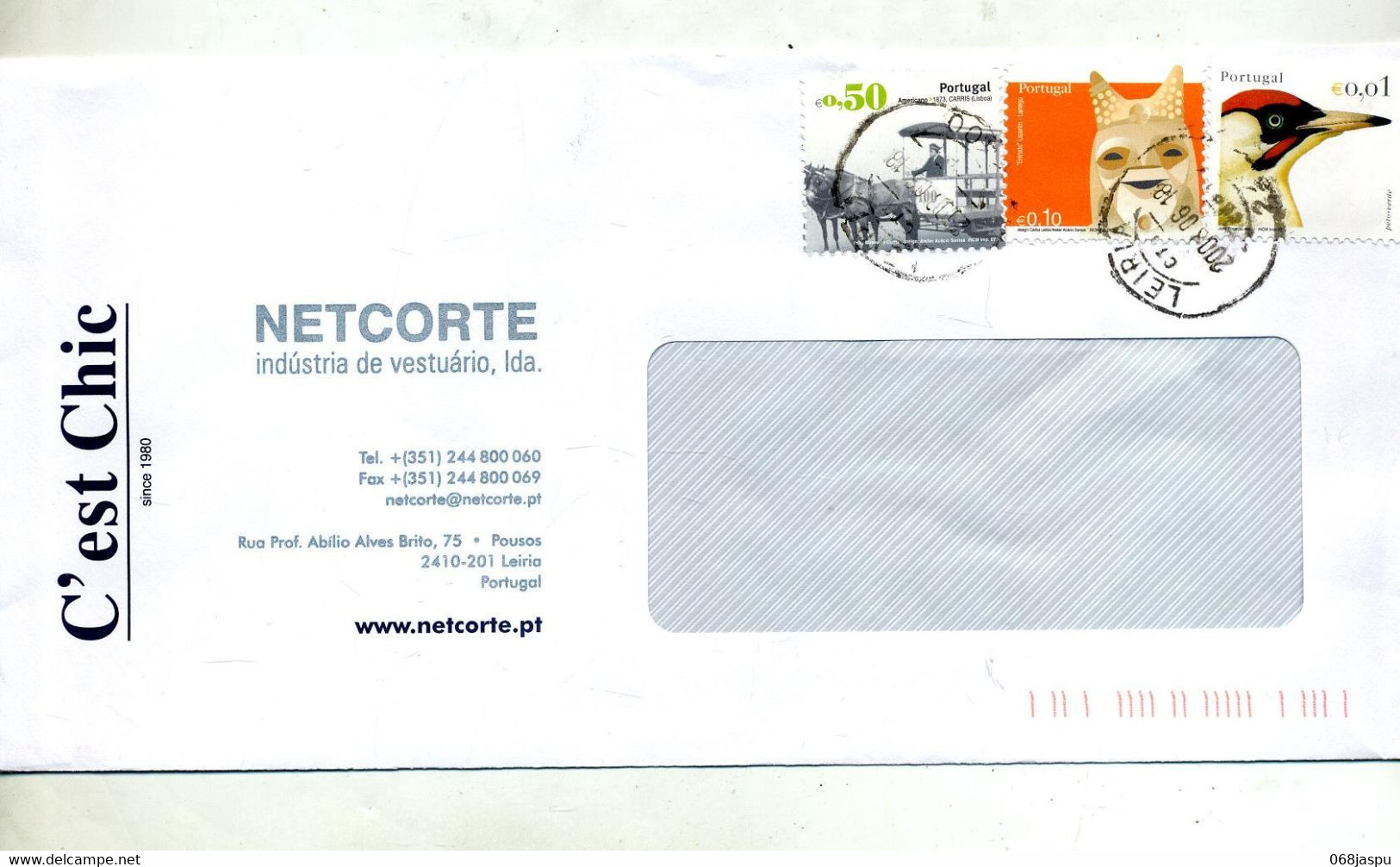 Lettre Cachet Leiria Sur Oiseau Transport Entete Vetement Chic - Franking Machines (EMA)