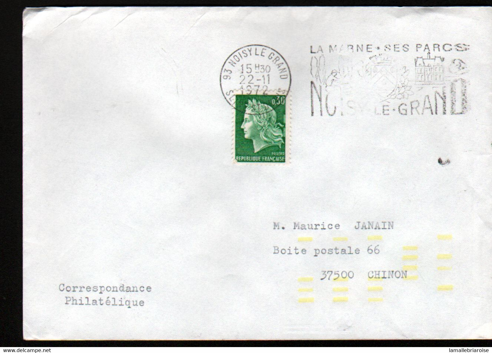 Enveloppe Avec Indexation. Y & T N°1536A. Noisy Le Grand - Storia Postale