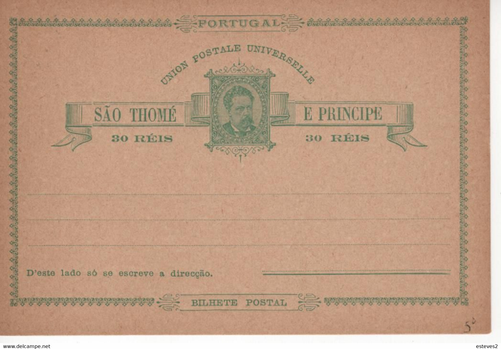 Portugal  Stationery , S. THOME E PRINCIPE  , D. Luiz I  30 Réis  , Unused - Postal Stationery