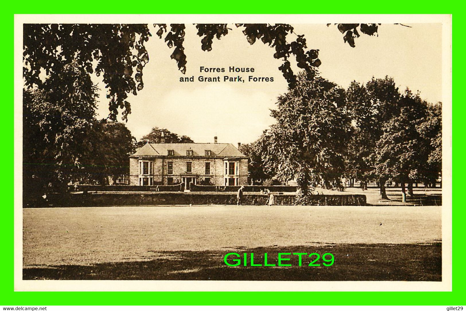 FORRES, SCOTLAND - FORRES HOUSE AND GRANT PARK - ANIMATED PEOPLES -  R. H. ROSS STATIONER - - Moray
