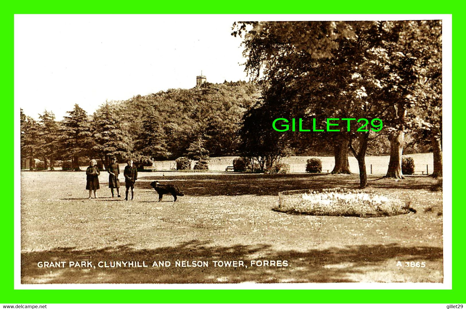 FORRES, SCOTLAND - GRANT PARK, CLUNYHILL AND NELSON TOWER - ANIMATED WITH PEOPLES - PHOTO BROWN - - Moray