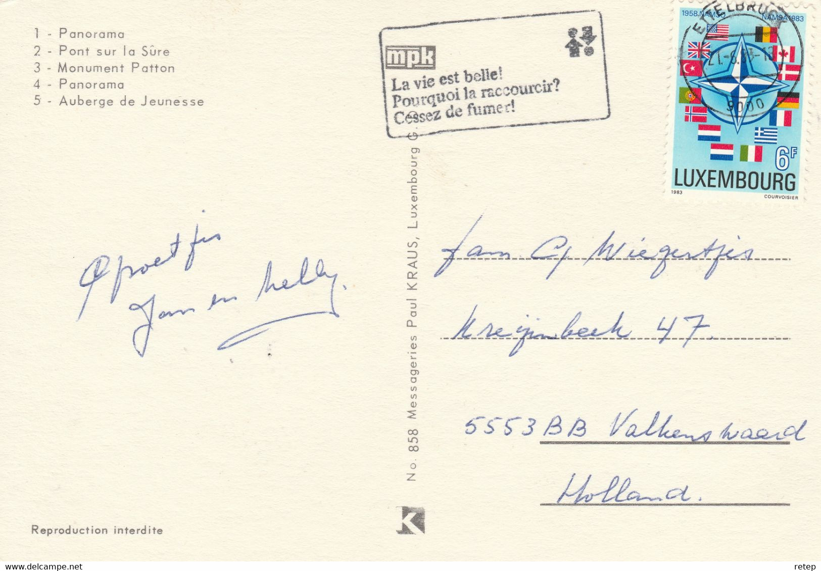 Luxemburg 1983, NATOzegel, Gelegenheidsstempel 'La Vie Est Belle' - Macchine Per Obliterare (EMA)