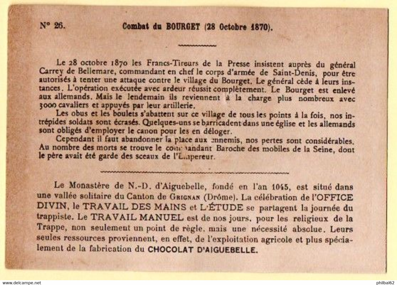 Chomo Aiguebelle. Série Faits Historiques. Le Bourget, Défense Du Bourget - 28/10/1870 - Aiguebelle