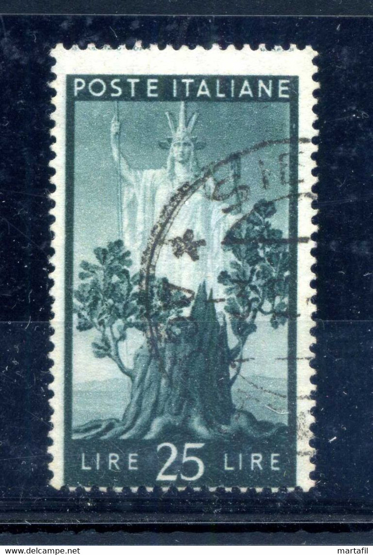 Repubblica Varietà - 1945/46 Democratica 25 Lire USATO Dentellatura Legger. Spostata - Varietà E Curiosità