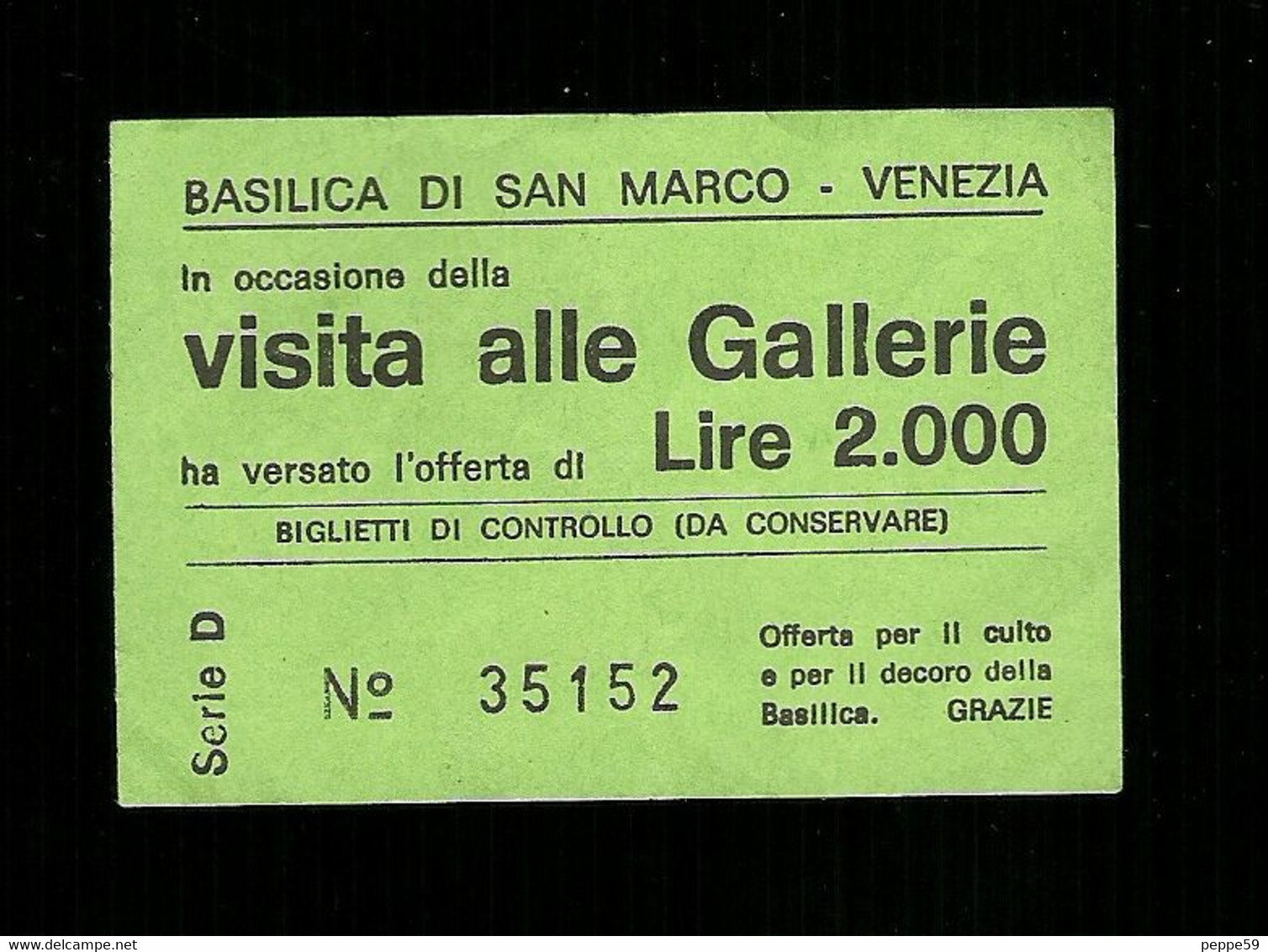 Biglietto Di Ingresso - Gallerie Di Venezia Da Lire 2.000 - Tickets - Entradas