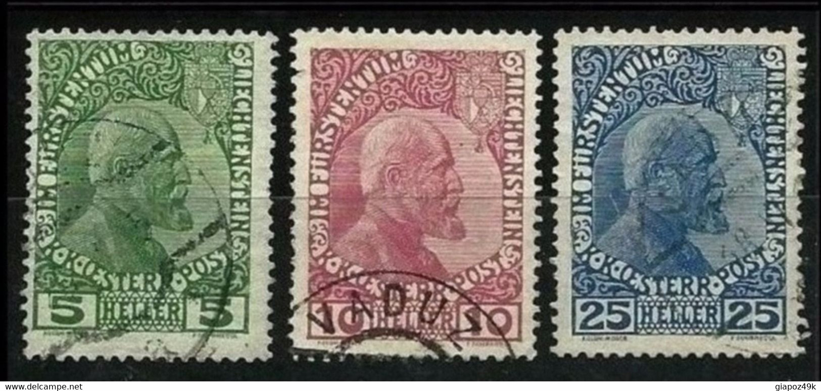 LIECHTENSTEIN 1912 - PRINCIPE - N. 1 / 3 Usati , Serie Compl.  - Cat. 115 € - Lotto 434 - Used Stamps