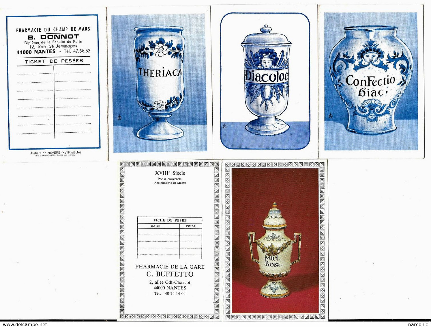 LOT 3 Petits Calendriers - Pot FaÏence Pharmacie - Nantes, La Baule, - Petit Format : 1991-00