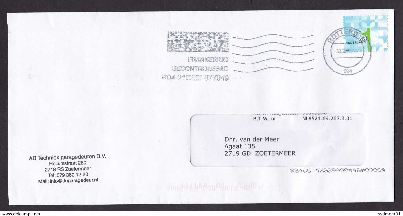 Netherlands: Cover, 2021, 1 Stamp, Cancel Postage Controlled, Postage Control (traces Of Use) - Covers & Documents