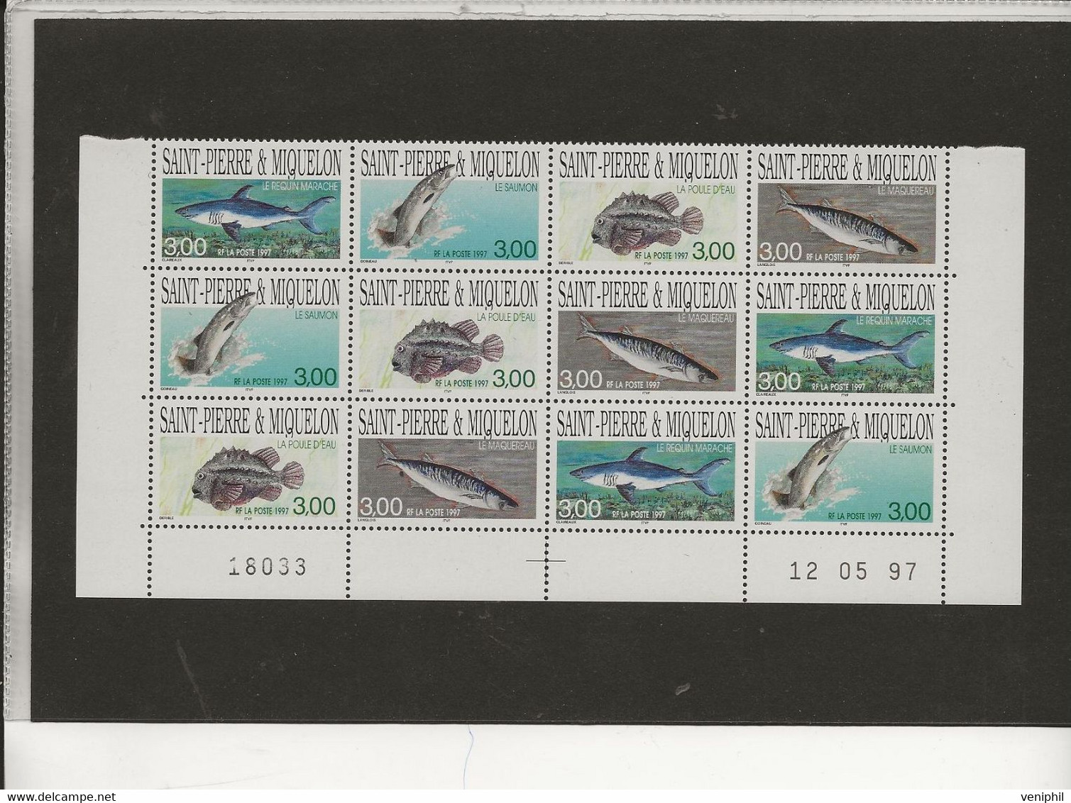 ST PIERRE ET MIQUELON - N° 646 à 649 NEUF - 3 BANDES DE 4 SERIE POISSONS - ANNEE 1997 - COTE : 25,20 € - Ongebruikt