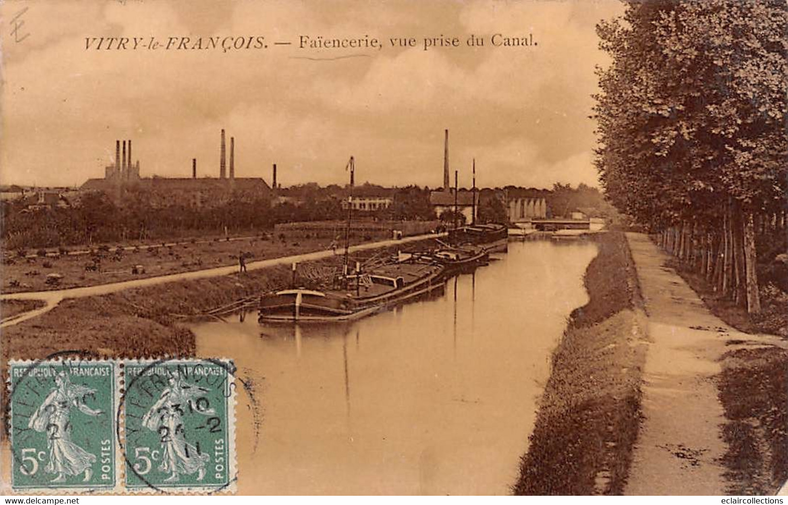 Vitry Le François           51      Faïencerie Prise Du Canal. Péniche     (voir Scan) - Vitry-le-François