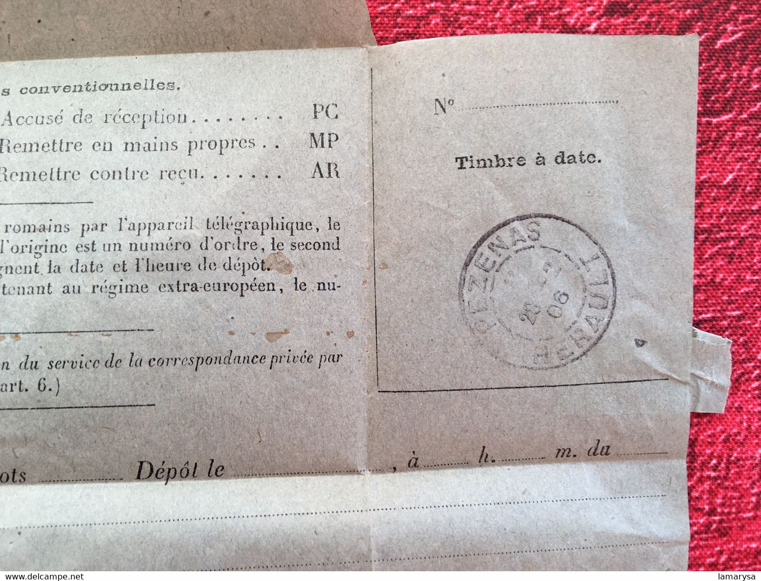 Rare  De 1906--BÉZIERS / PÉZENAS Télégraphes Et Téléphones✔️TÉLÉGRAMME-☛Affaire Agréé Conditions Tenues - Télégraphes Et Téléphones