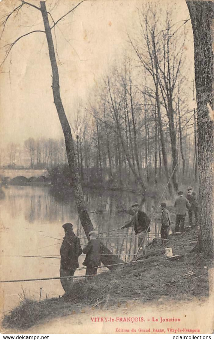 Vitry Le François           51          La Jonction. Pêcheurs A La Ligne               (voir Scan) - Vitry-le-François