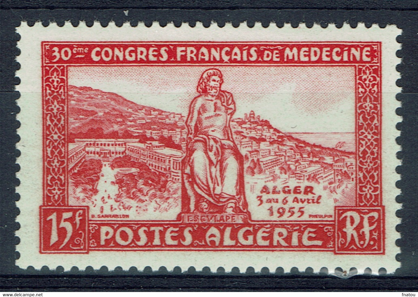 Algérie, Congrès De Médecine à Alger, Esculape, 1955, *, TB trace De Charnière Très Légère Et Propre - Nuovi