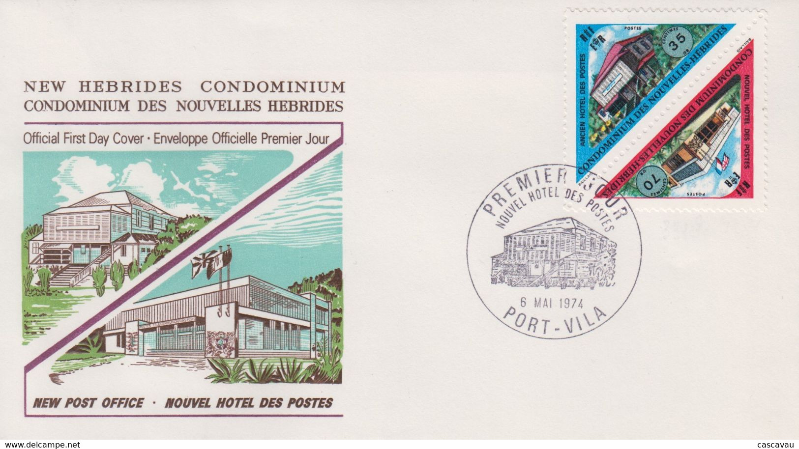 Enveloppe  FDC  1er Jour   NOUVELLES  HEBRIDES    Nouveau  Bureau  De  Poste   1974 - FDC