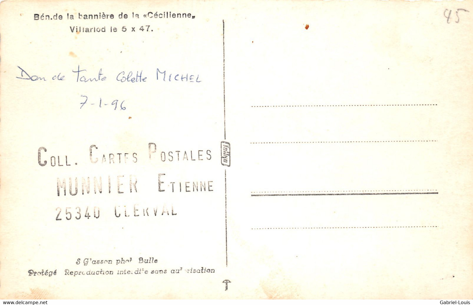 Villarlod Bén. De La Bannière De La Cécilienne 5.10.1947  Commune Du Gibloux ( Farvagny - Rossens - Corpataux- Le Glèbe) - Rossens