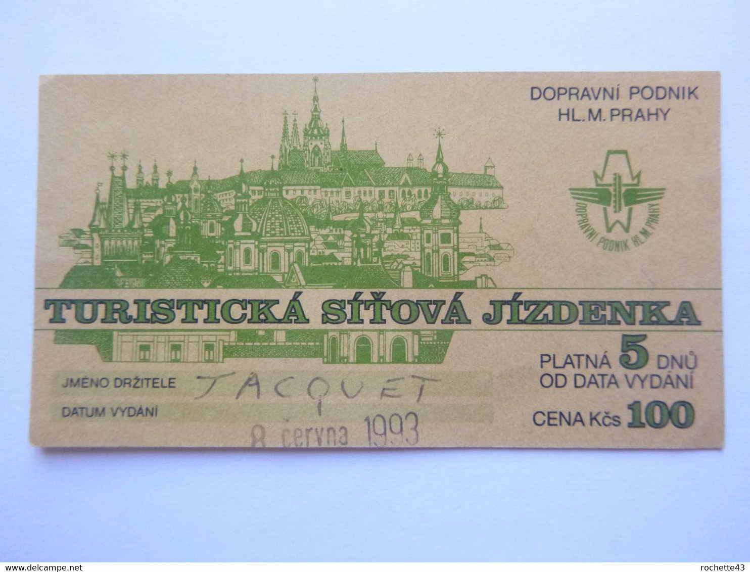 Ticket De Bus Pour Plusieurs Jours - Prague - Turisticka Sitova Jizdenka - (Attention : Trace De Charnière Au Dos) - Europa