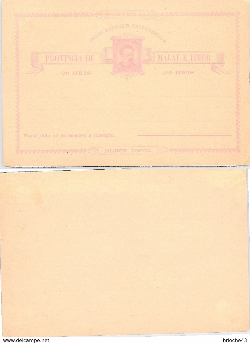 PORTUGAL - ENTIER POSTAL 20 REIS UPU PROVINCIA DE MACAU E TIMOR  /6739 - Storia Postale