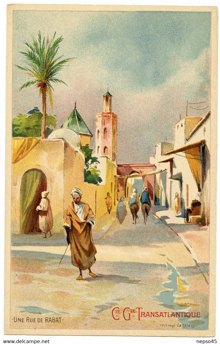 Publicité Compagnie Générale Transatlantique.illustrateur L.Lessieux.inspiration Orientaliste.Maroc.Colonie Française. - Lessieux