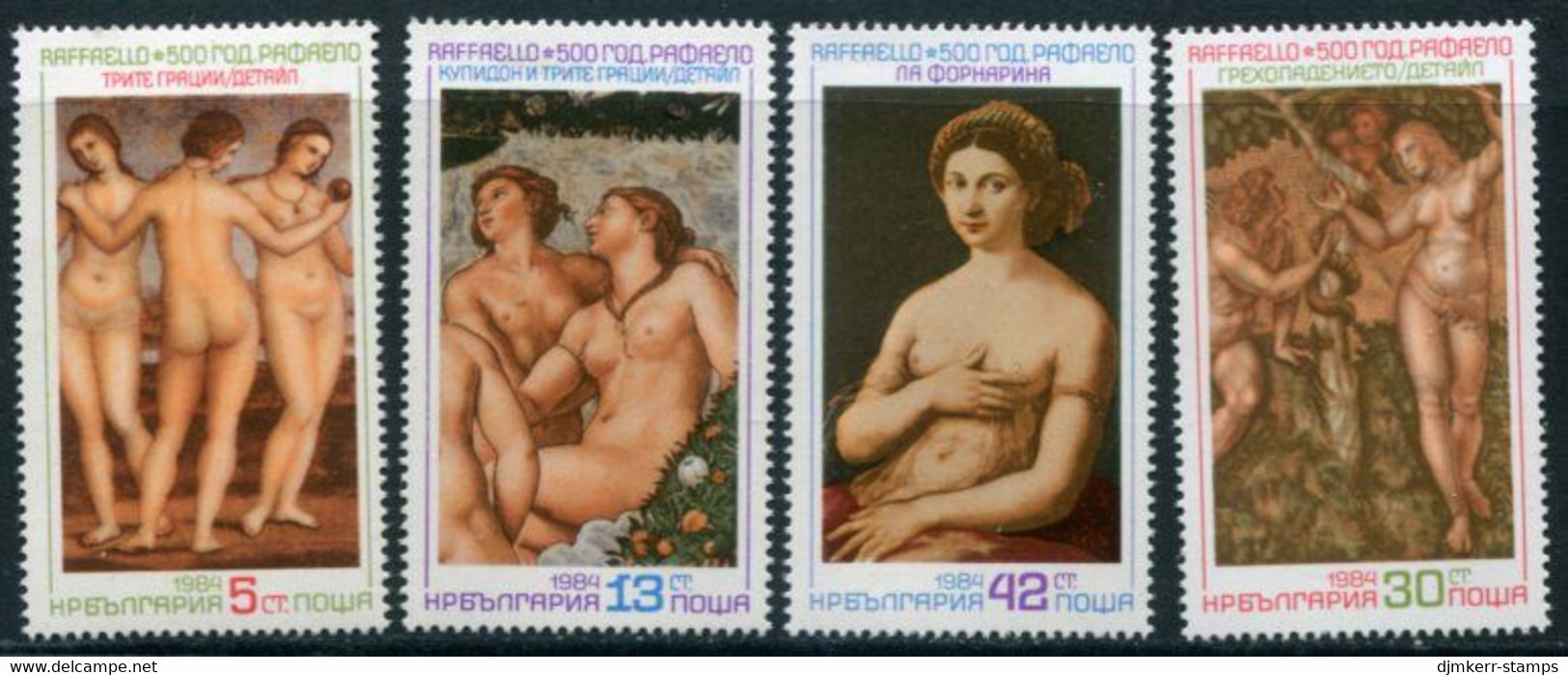 BULGARIA 1984 Raphael 500th Anniversary  MNH / **.  Michel 3324-27 - Unused Stamps