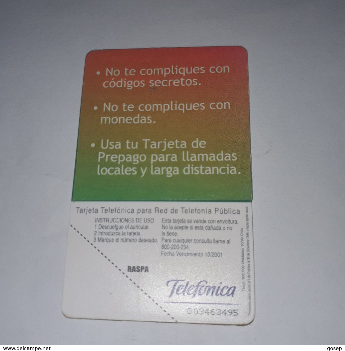 Chile-(cl-tlf-010)-usala Siempre-(87)-($2.000)-(G03463495)-(10/1999)-(600.000)-used Card+1card Prepiad Free - Chile