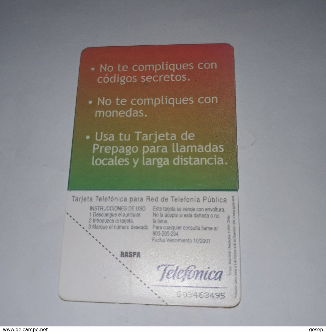 Chile-(cl-tlf-010)-usala Siempre-(87)-($2.000)-(G03463495)-(10/1999)-(600.000)-used Card+1card Prepiad Free - Chili