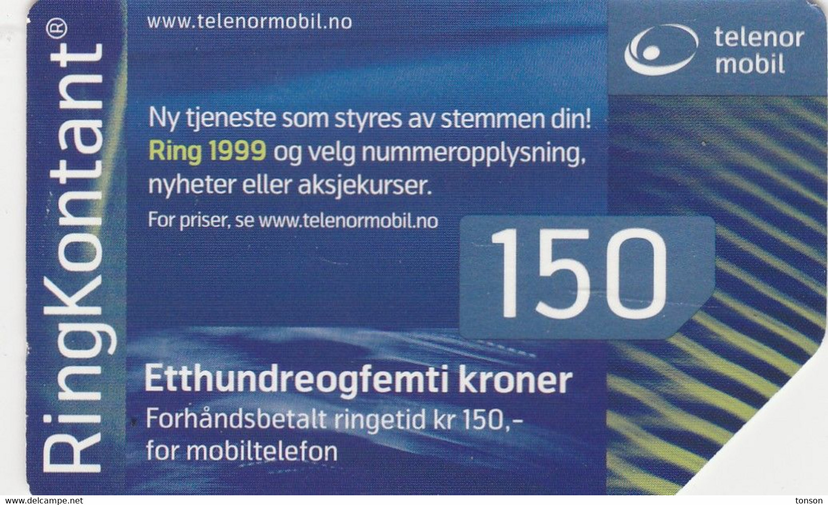 Norway, TEL-MOB-?, Telenor Mobil 150, Ring 1999, 2 Scans. - Noruega