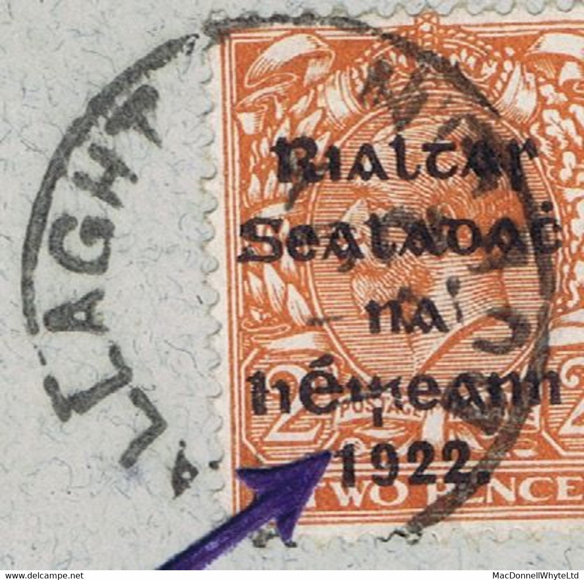 Ireland 1922 Thom Rialtas Black Ovpt On 2d Die 2, Var "Broken Ir In Eireann" Meredith V382 Used TALLAGHT DUBLIN - Used Stamps