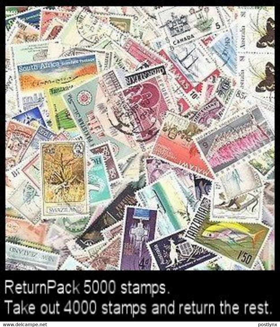 ReturnPack British Commonwealth 5000 STAMPS Off Paper Kiloware StampBag Take Out 4000 Stamps  Return Rest. All For +€20 - Lots & Kiloware (min. 1000 Stück)