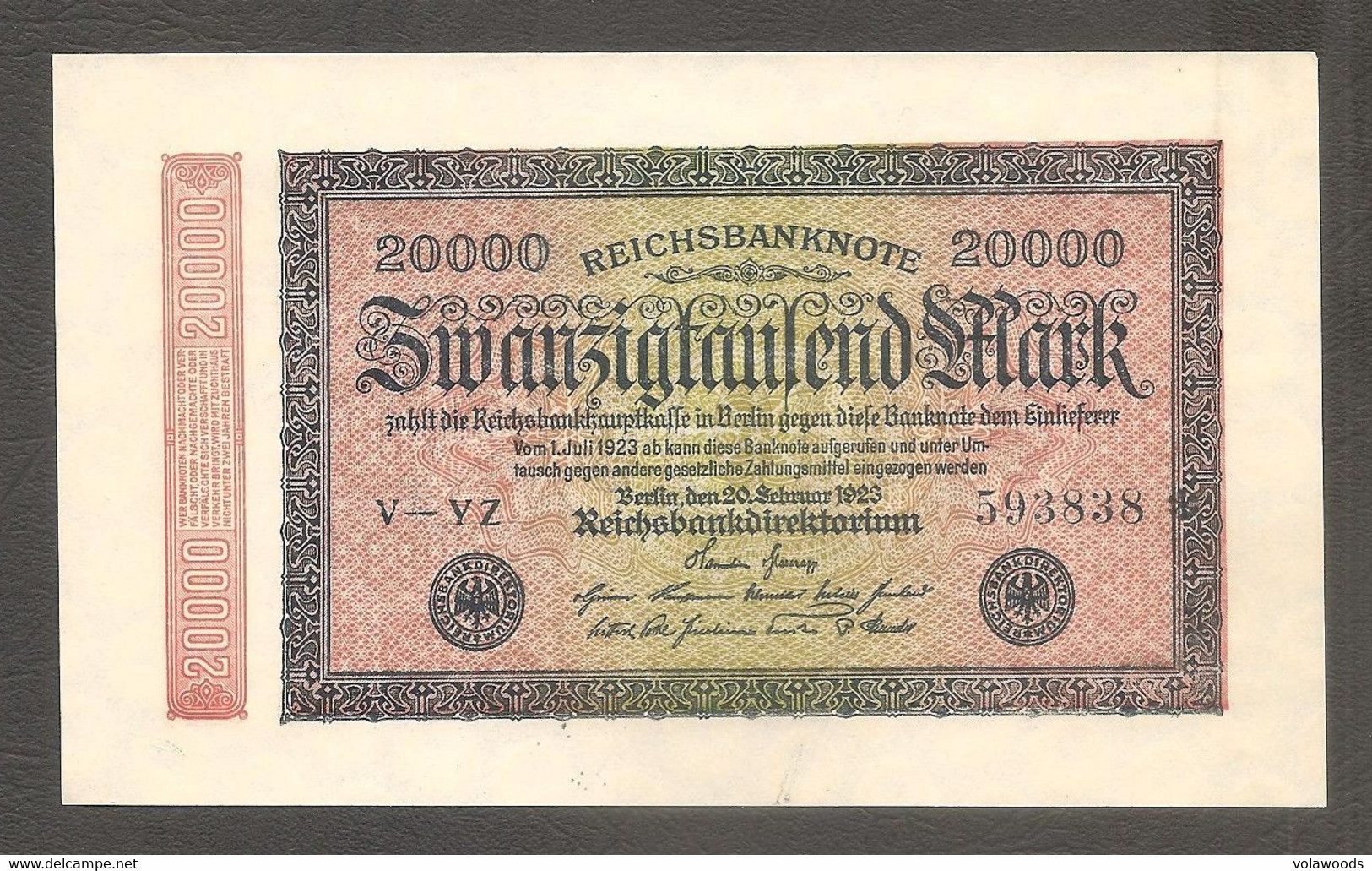 Germania - Banconota Non Circolata FdS A 20.000 Marchi P-85a/2 - 1923 #17 - 20.000 Mark