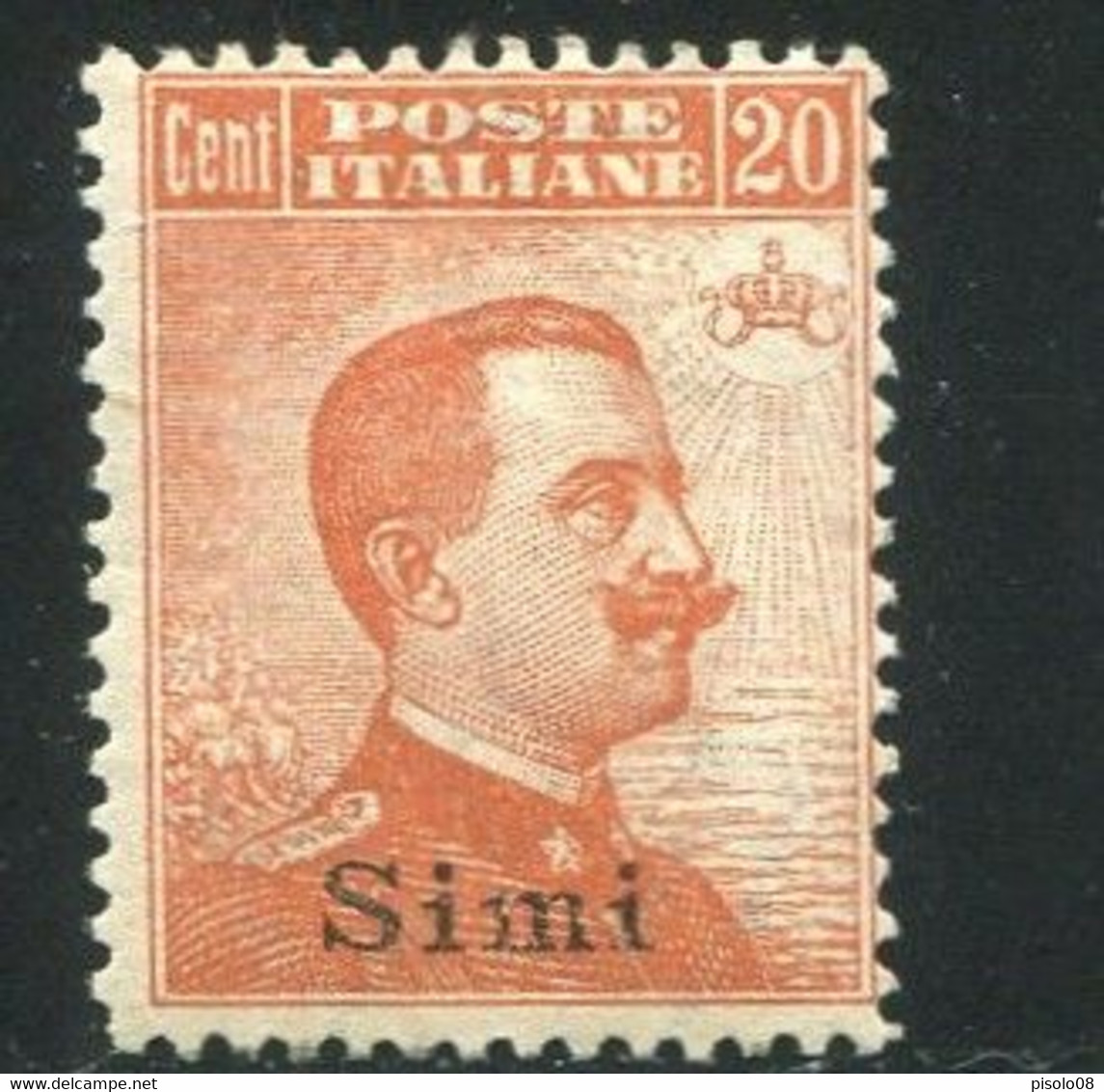 EGEO SIMI 1921-22 20 CENTESIMI FILIGRANA CORONA  ** MNH - Ägäis (Simi)