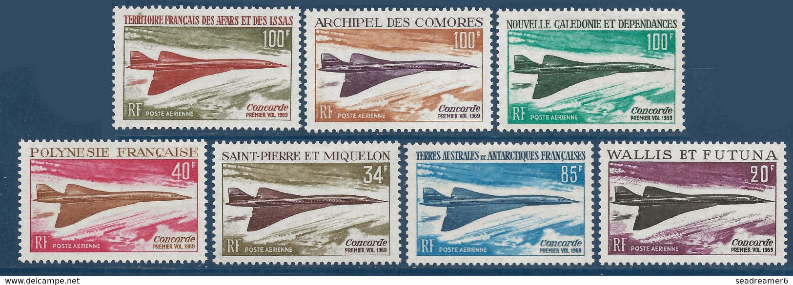 France Colonies Série Des Concordes 7 Valeurs Fraicheur Postale TTB - 1969 Avion Supersonique Concorde