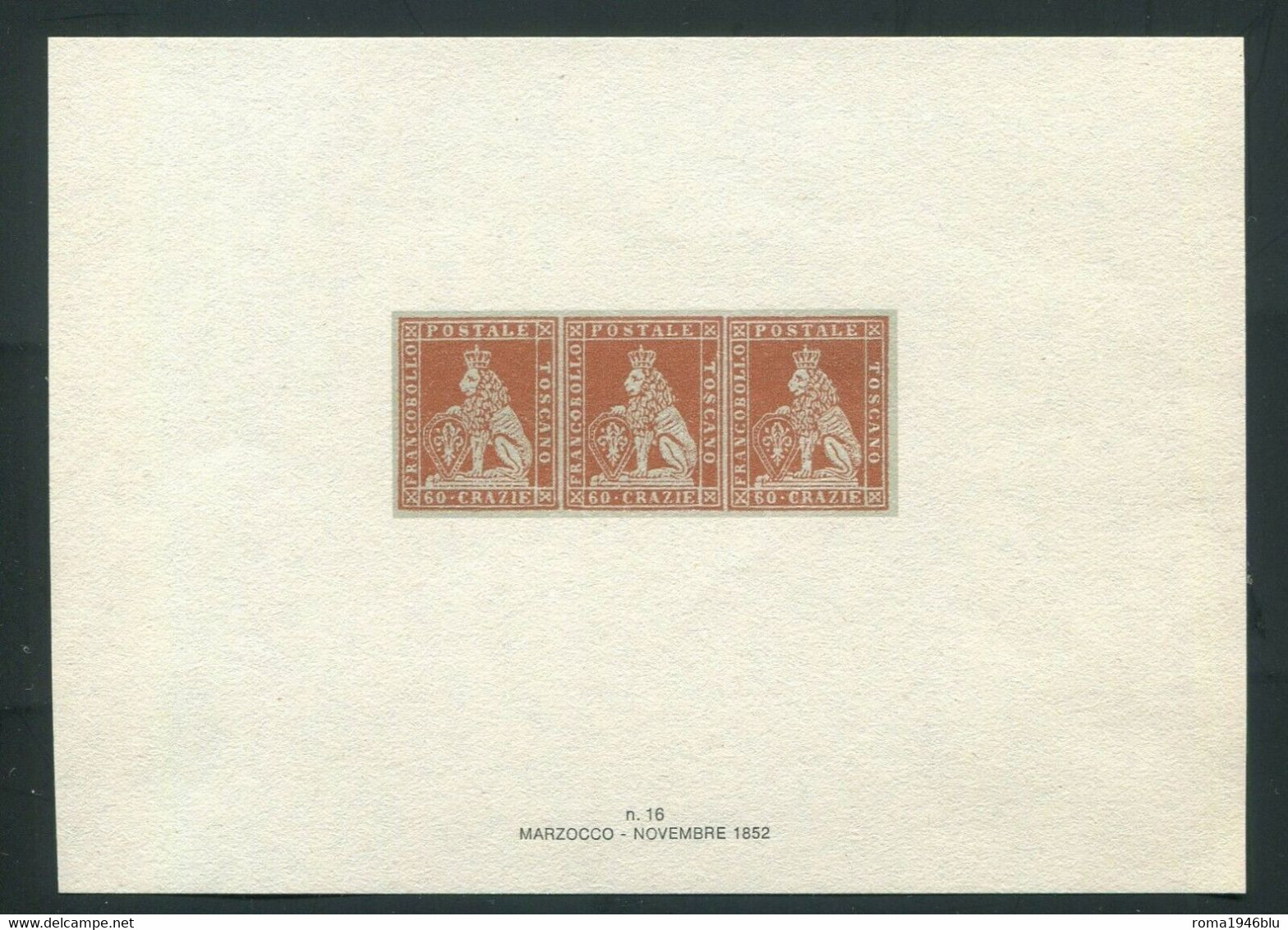 TOSCANA 1852 40 C. FOGLIETTO MARZOCCO FAC SIMILE TIRATURA LIMITATA - Tuscany