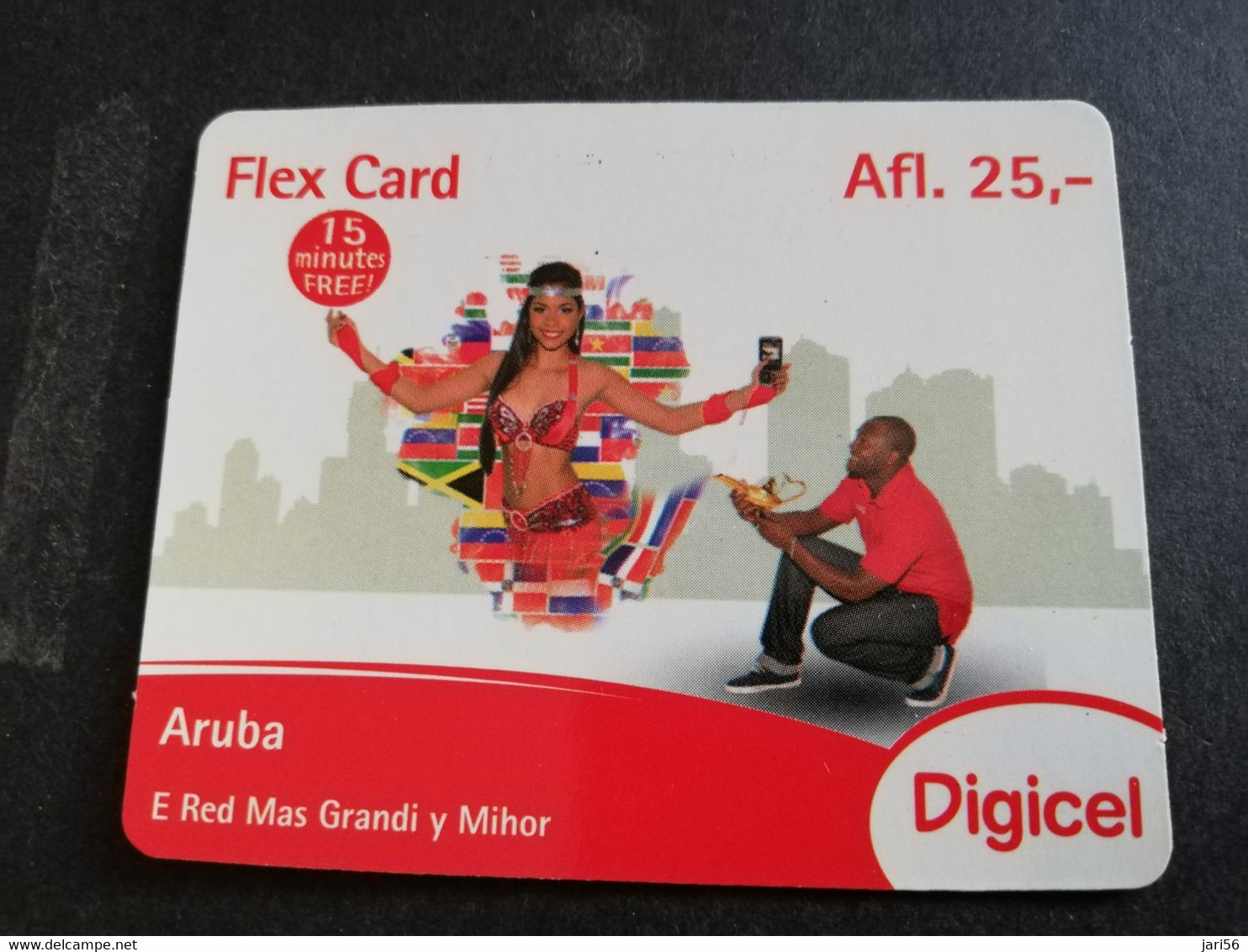 ARUBA PREPAID CARD FLEXCARD  DATE 03/05/2013  GEENIE IN A BOTTLE                 AFL25 ,-    Fine Used Card  **5020** - Aruba